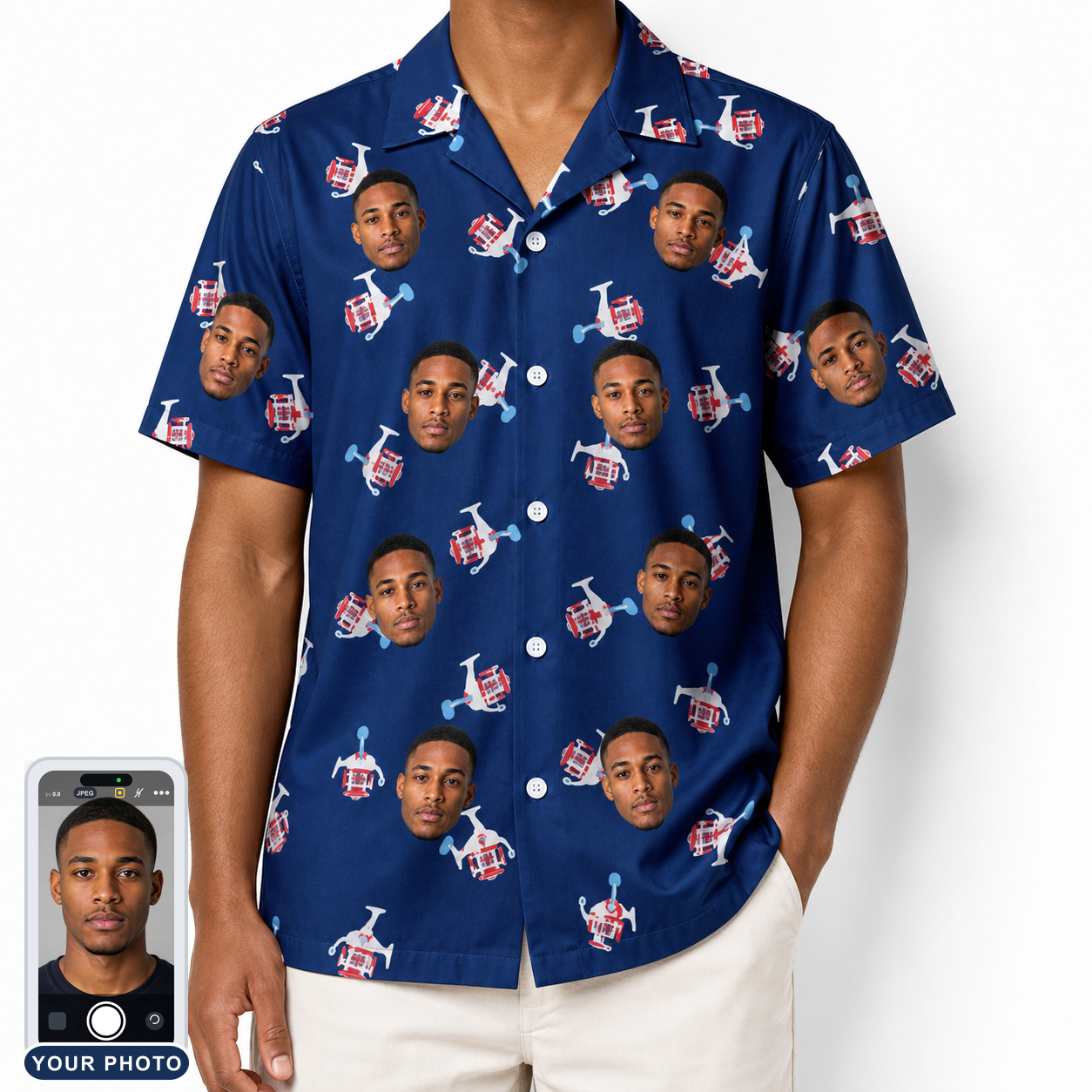 Men's Reel Rapture Custom Face Hawaiian Shirt