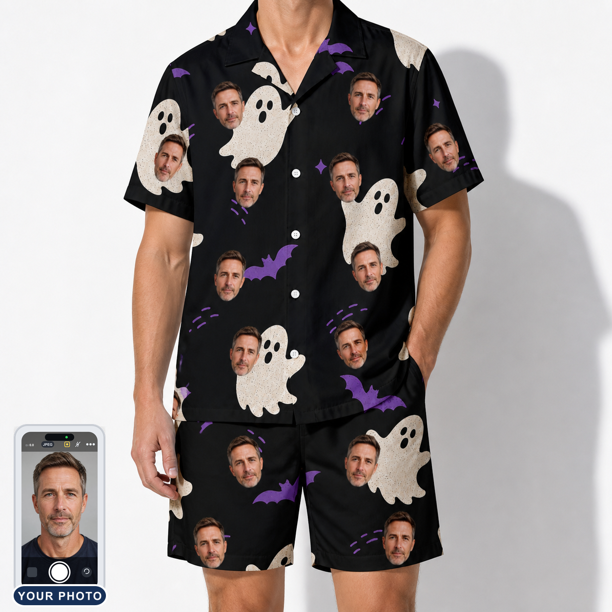 Men's Boo Bats Custom Face Shirt & Shorts Set