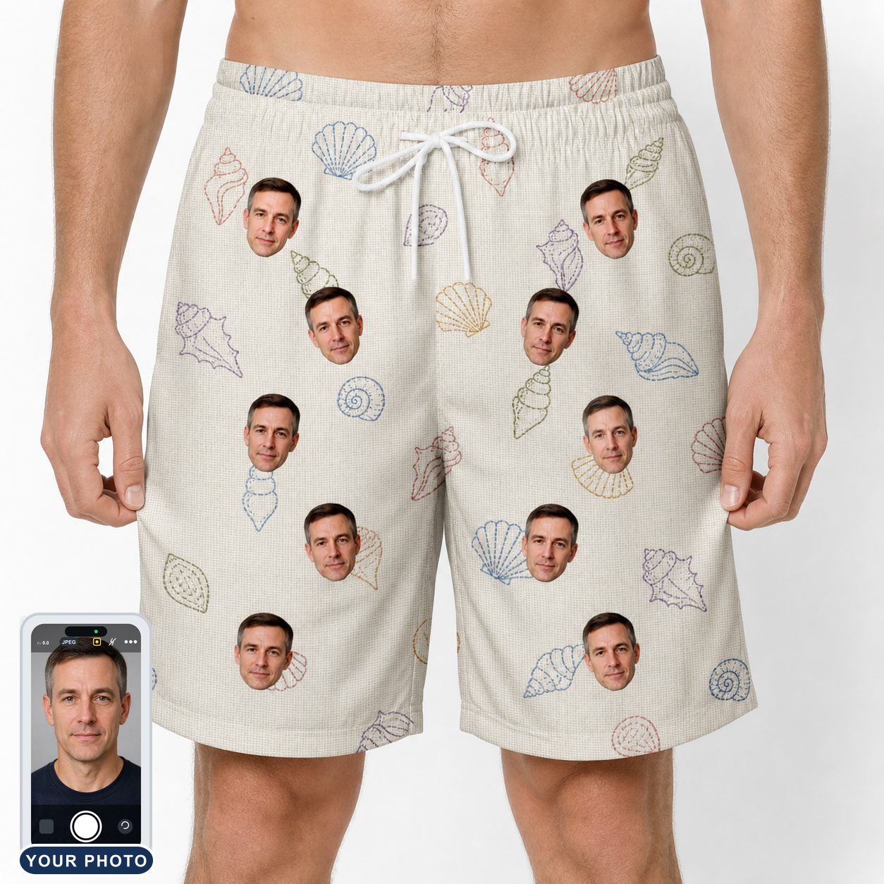 Men's Bivalve Bounce Custom Face Beach Shorts