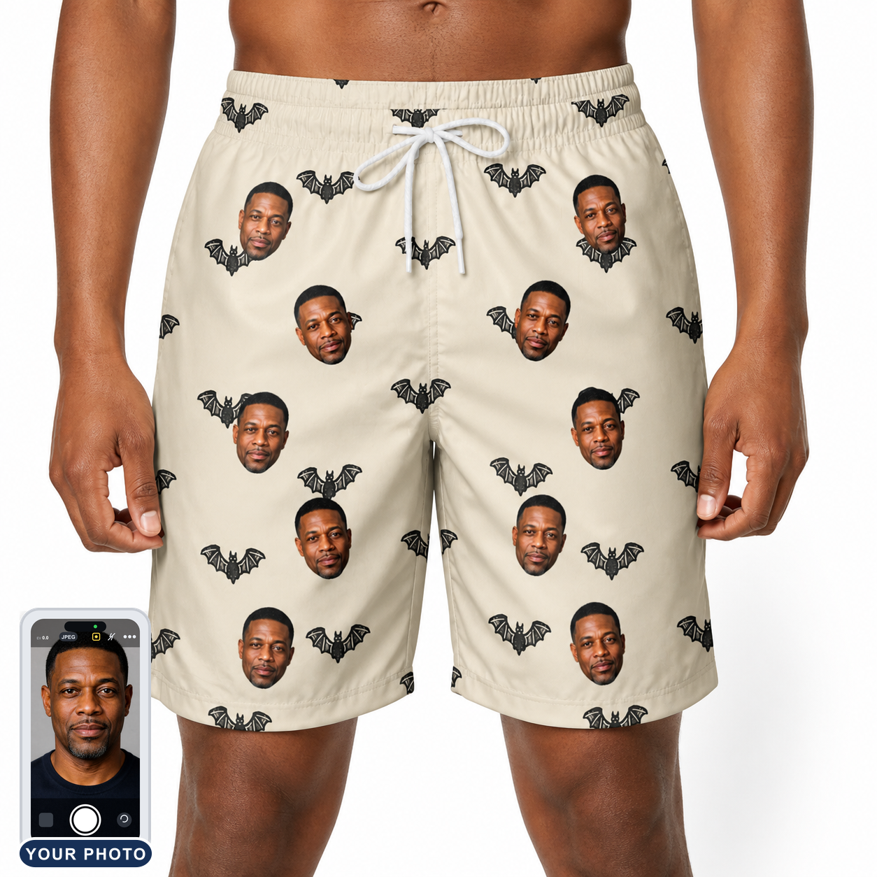 Men's Winged Whispers Custom Face Beach Shorts