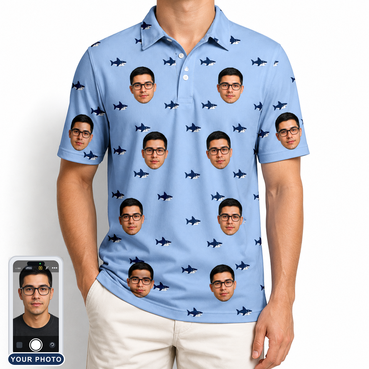 Men's Fin Flickers Custom Face Polo Shirt