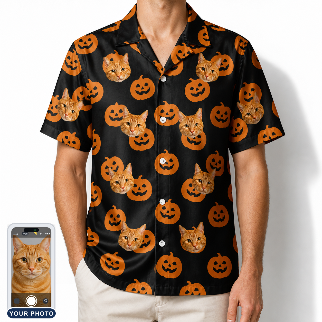 Men's Frightlight Fancies Custom Cat Face Hawaiian Shirt