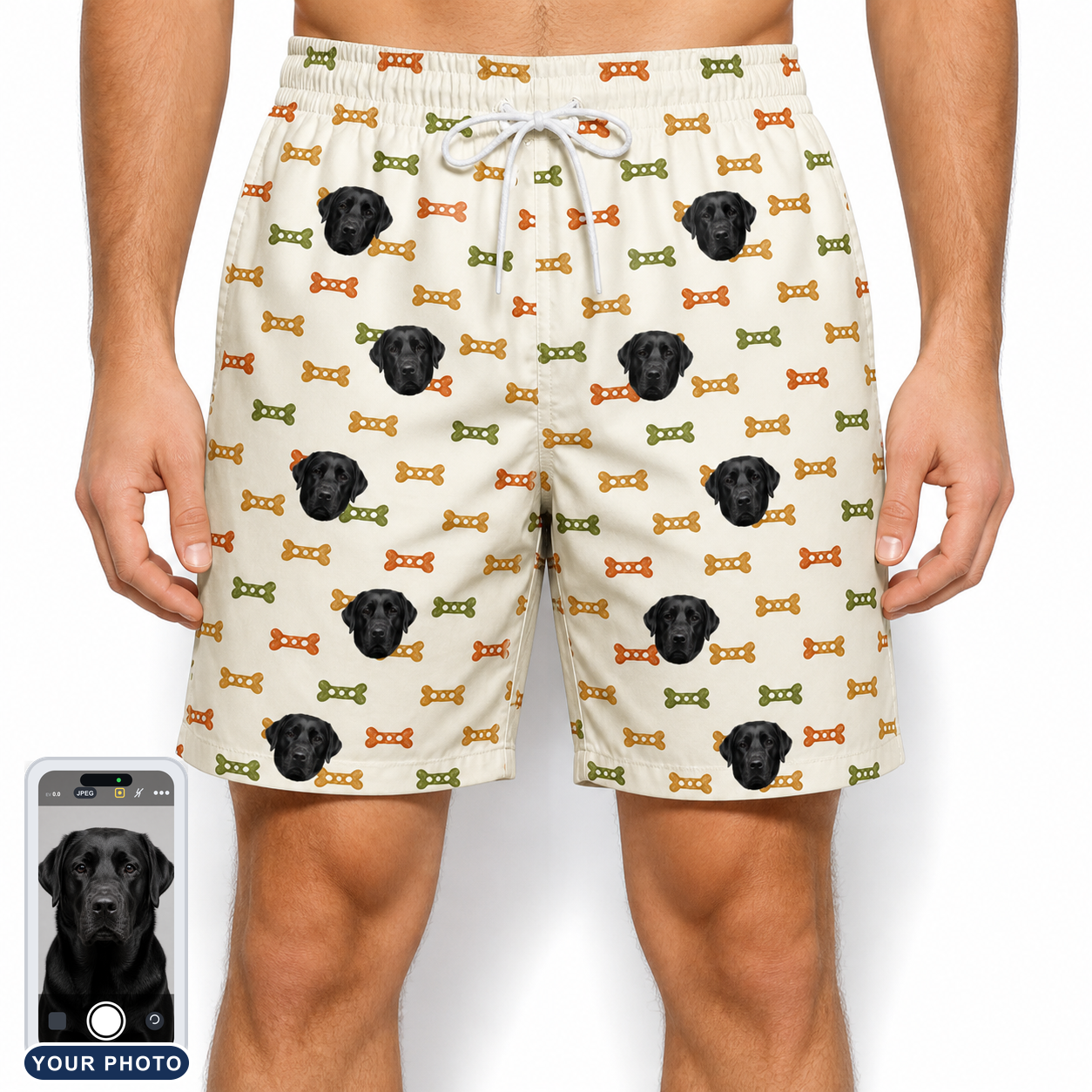 Men's Snout Sweets Custom Dog Face Beach Shorts