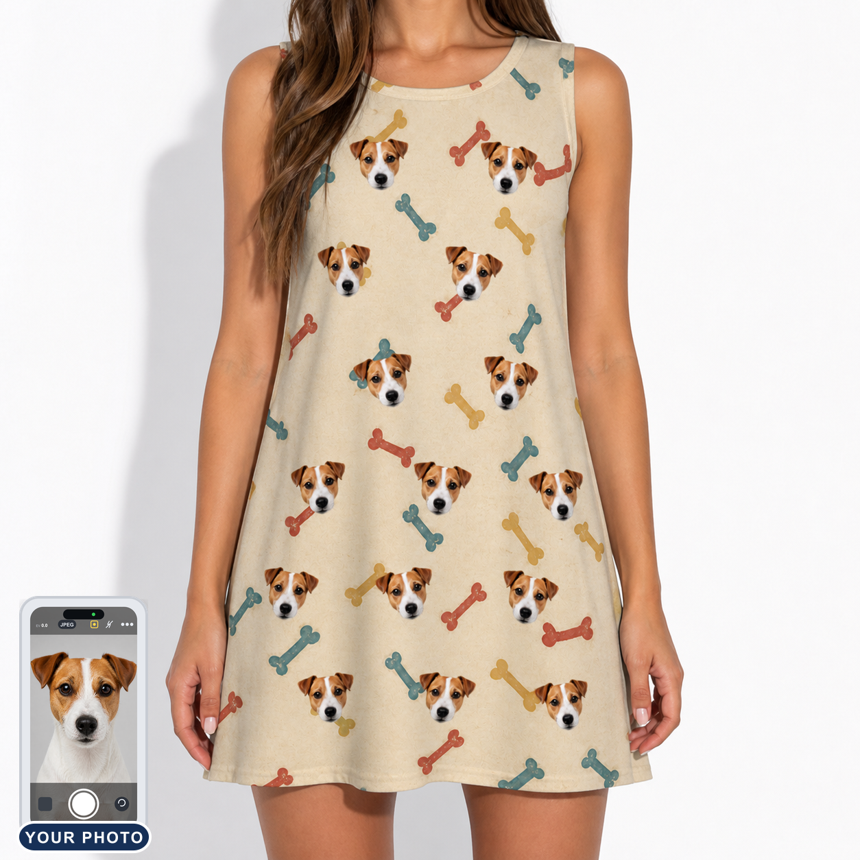 Women's Chewsy Chompers Custom Dog Face Tank Dress