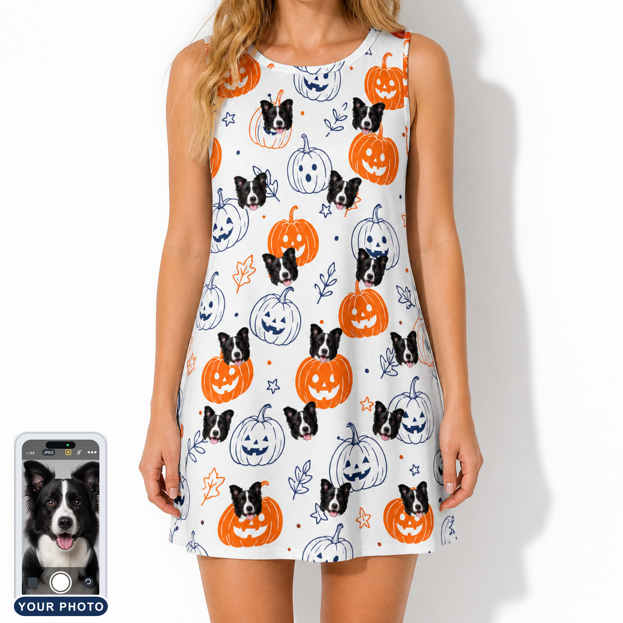 Women's Jack O'Jitters Custom Dog Face Tank Dress