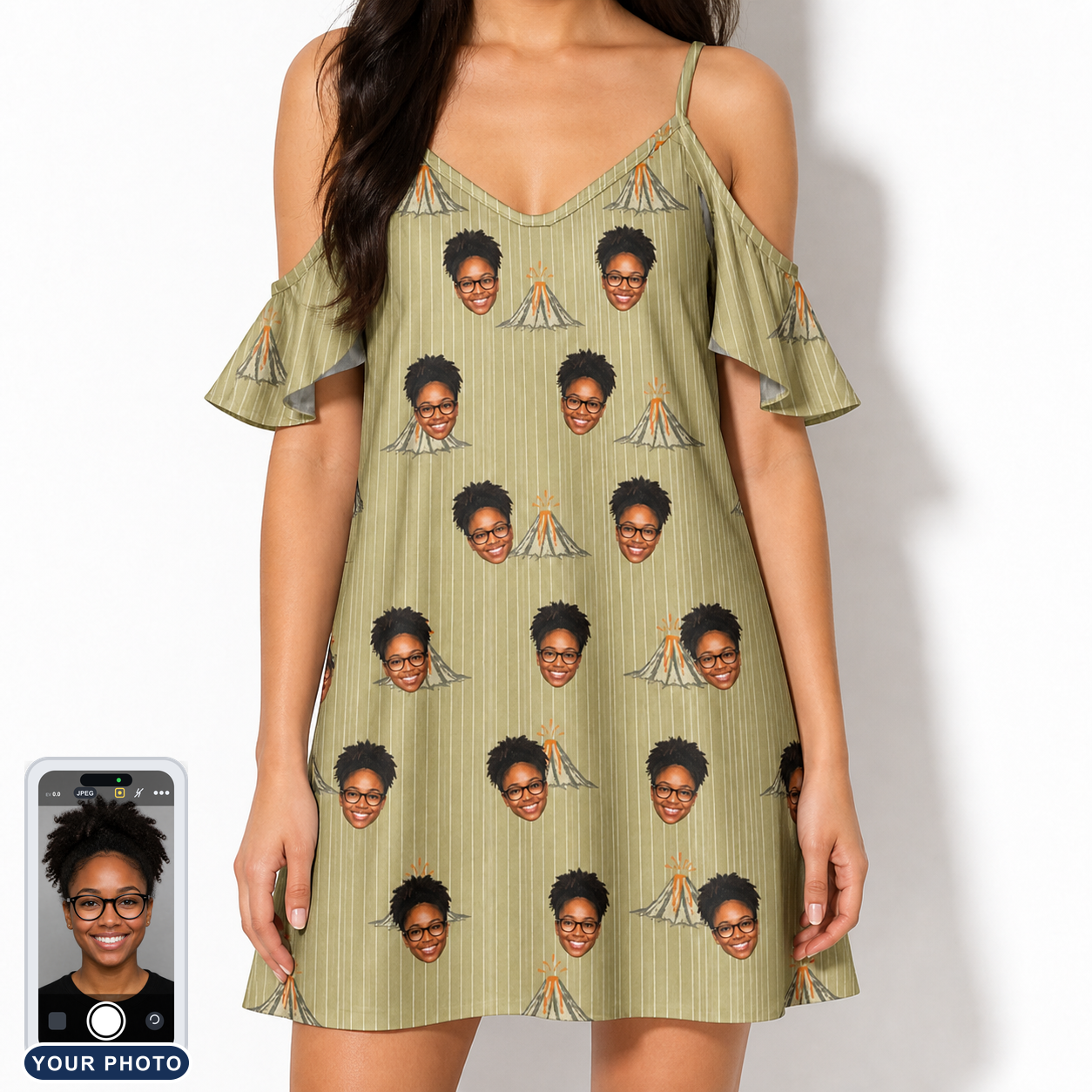 Women's Cinder Calypso Custom Face Off-Shoulder Dress