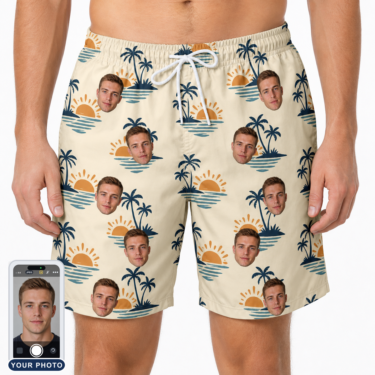 Men's Vinyl Vista Custom Face Beach Shorts