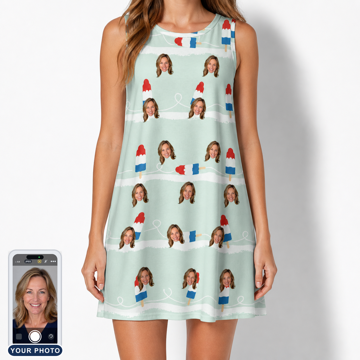 Women's Independence Icicles Custom Face Tank Dress