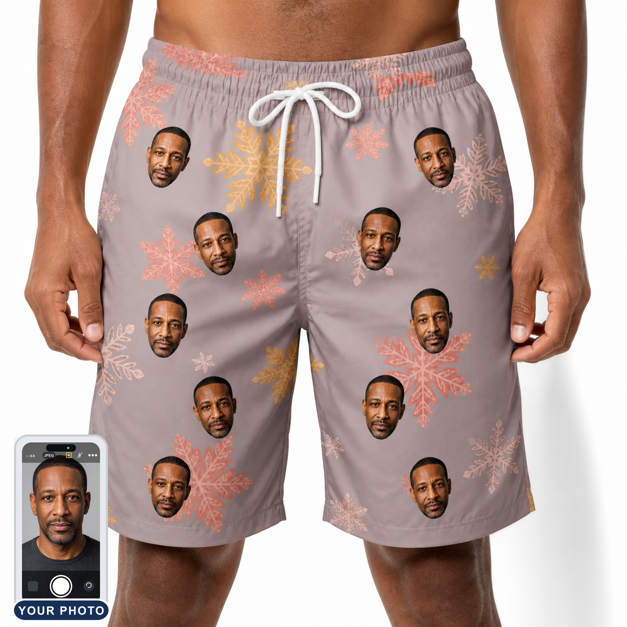 Men's Flurry Fanfare Custom Face Beach Shorts