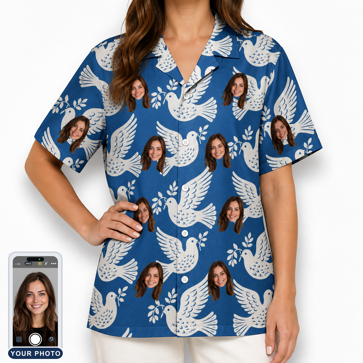 Women's Pearlwing Promise Custom Face Hawaiian Shirt