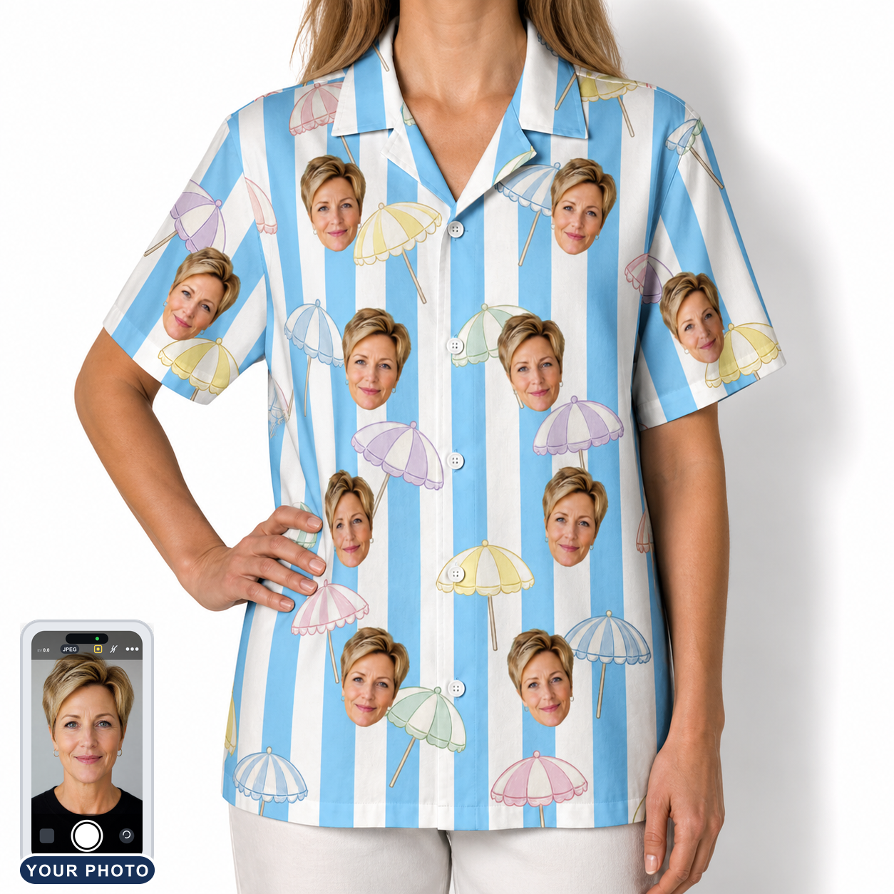 Women's Awning Outing Custom Face Hawaiian Shirt