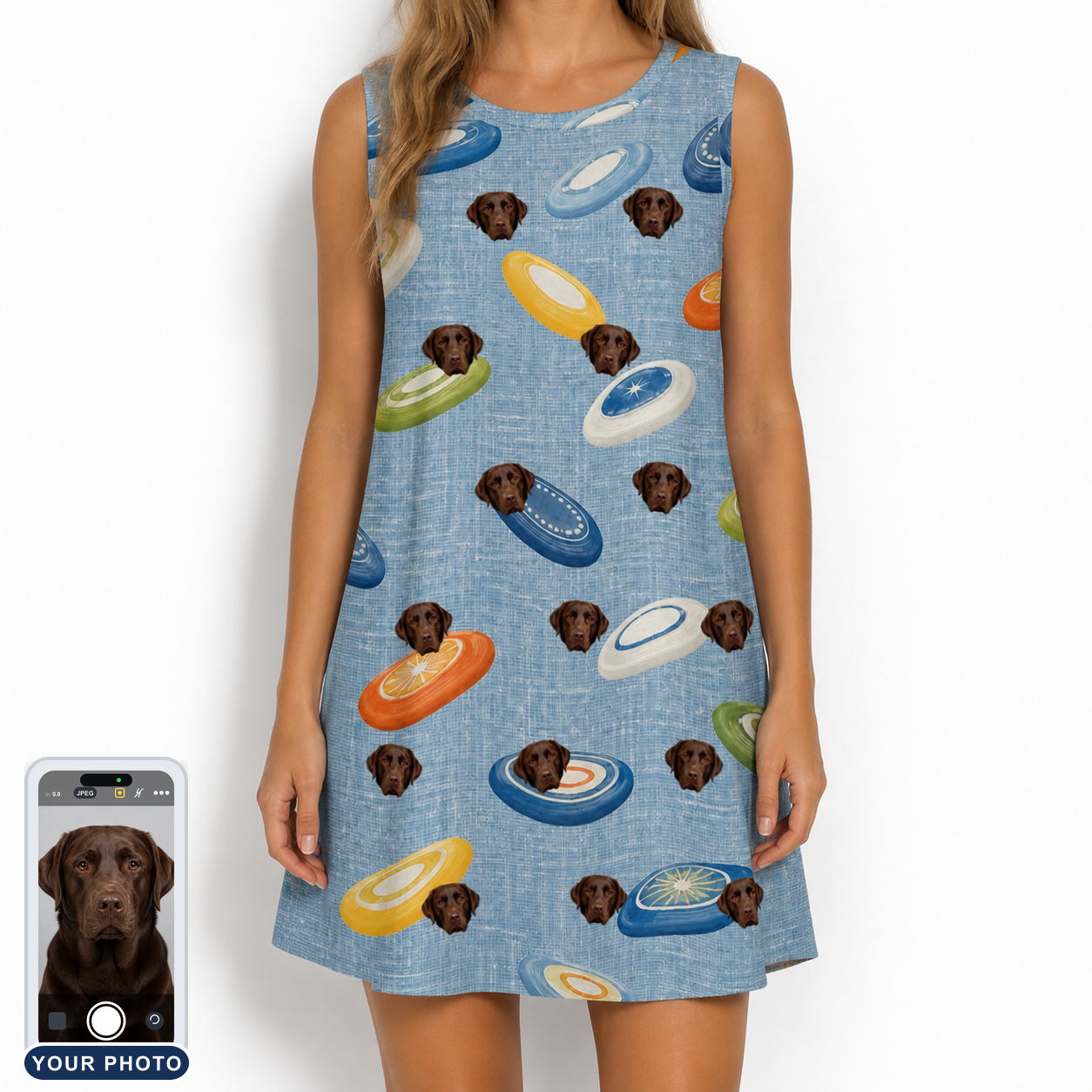 Women's Aero Barkers Custom Dog Face Tank Dress