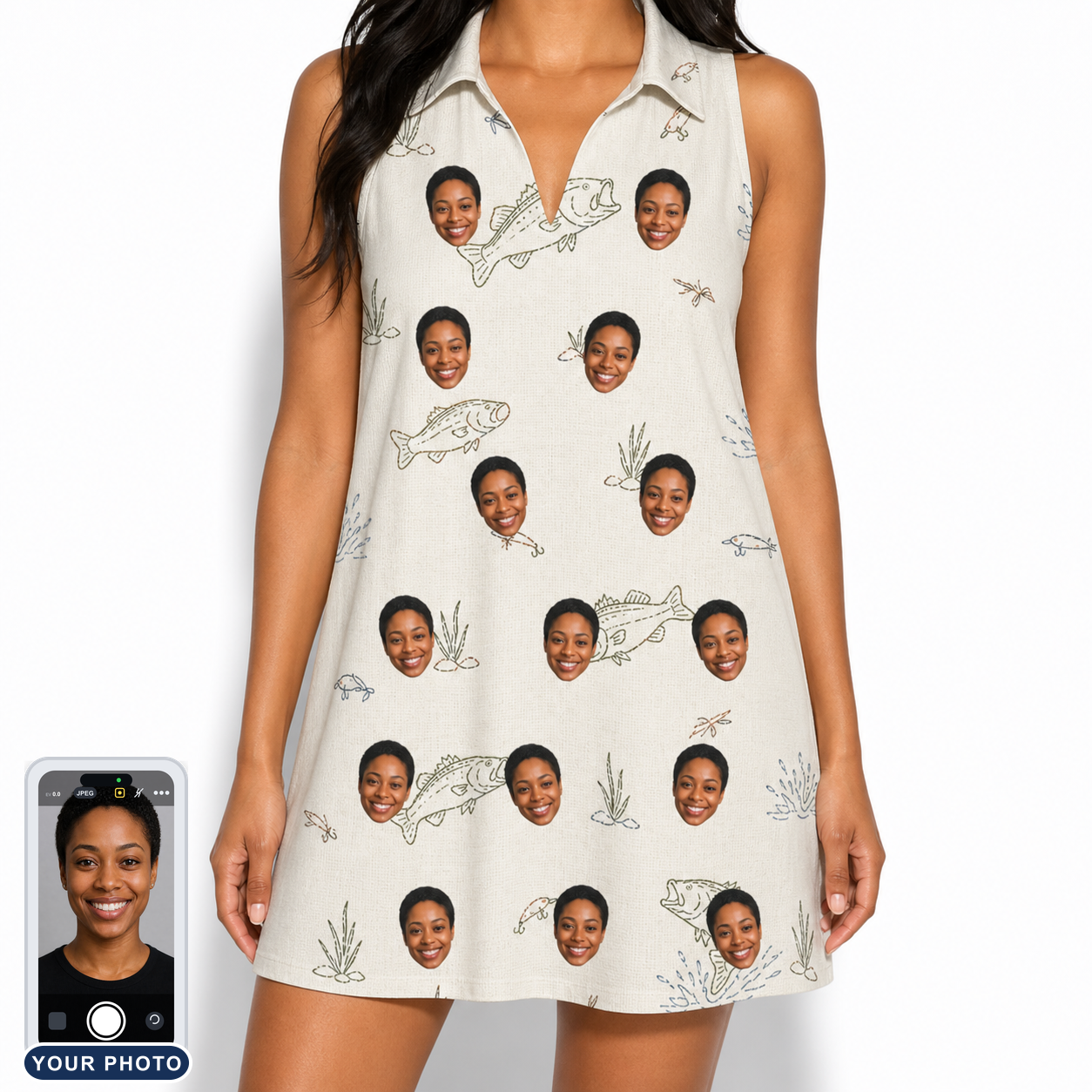 Women's Bass Bash Custom Face V-Neck Dress