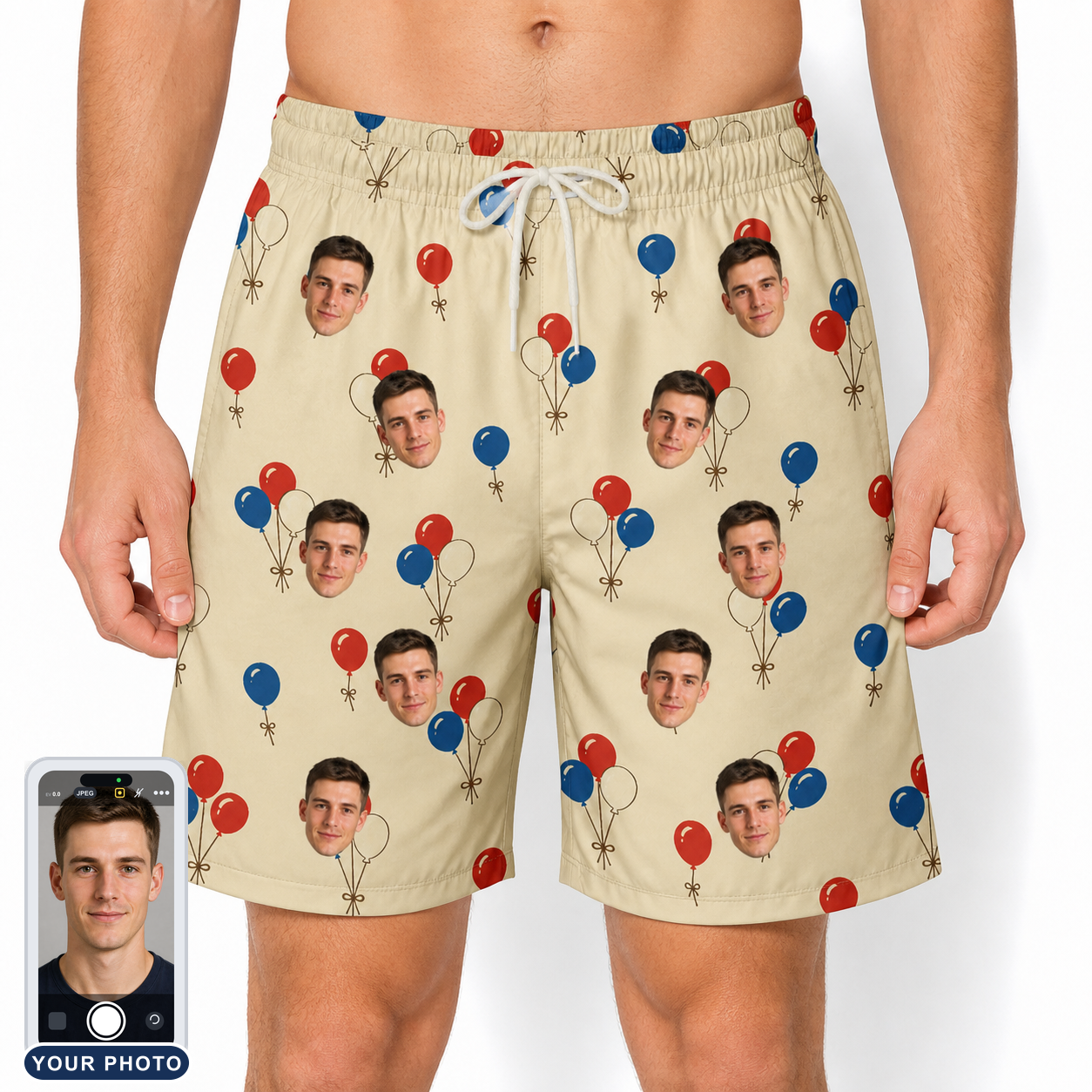Men's Balloon Brigade Custom Face Beach Shorts