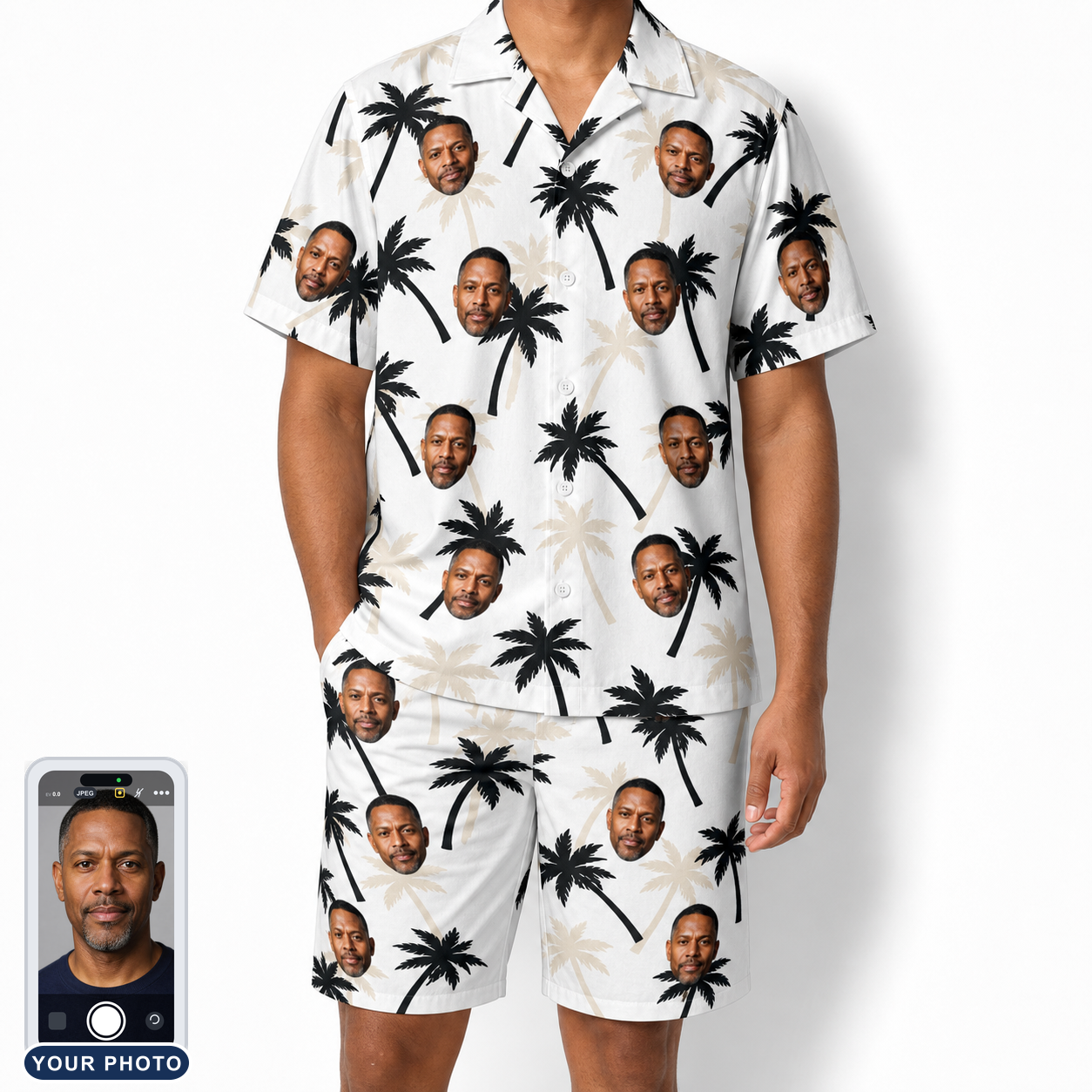 Men's Ylang Ylang Custom Face Shirt & Shorts Set
