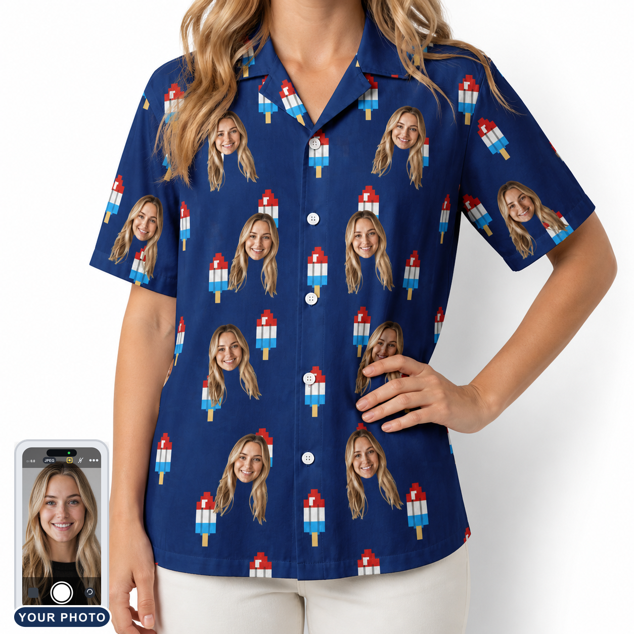Women's Declaration Drips Custom Face Hawaiian Shirt