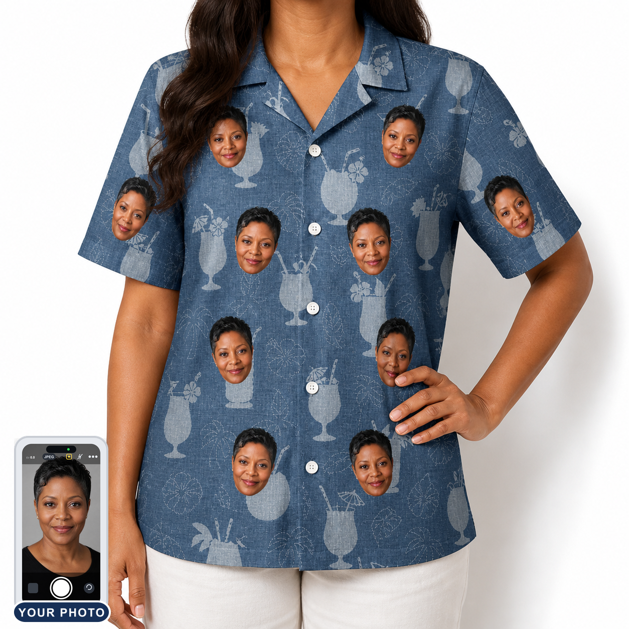 Women's Retro Rhumba Custom Face Hawaiian Shirt