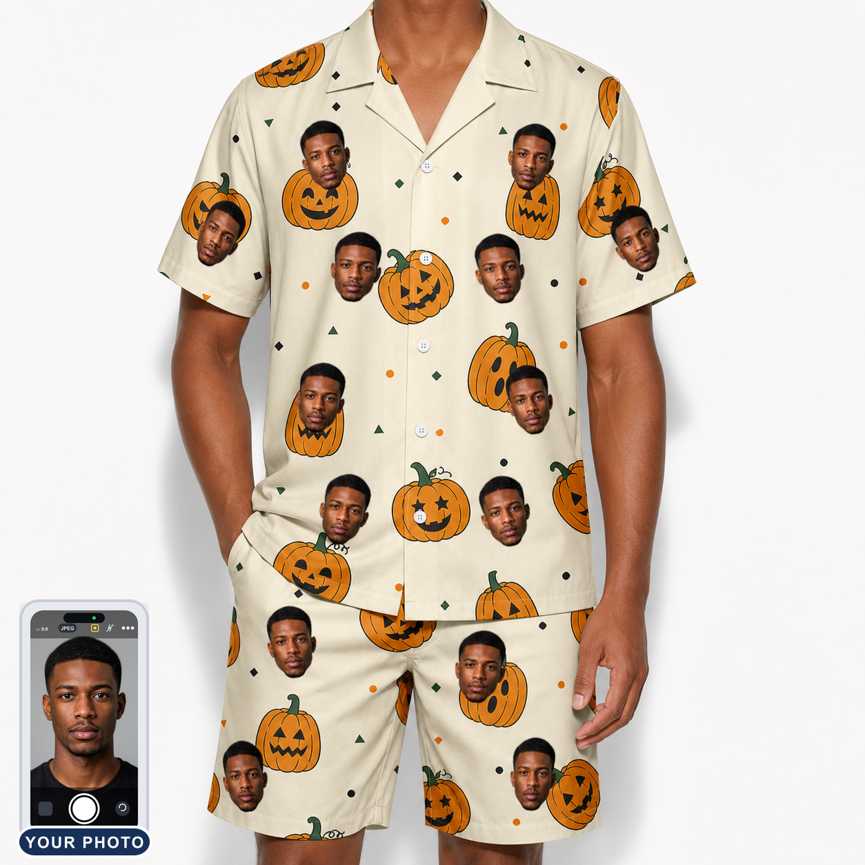 Men's Ember Eyes Custom Face Shirt & Shorts Set