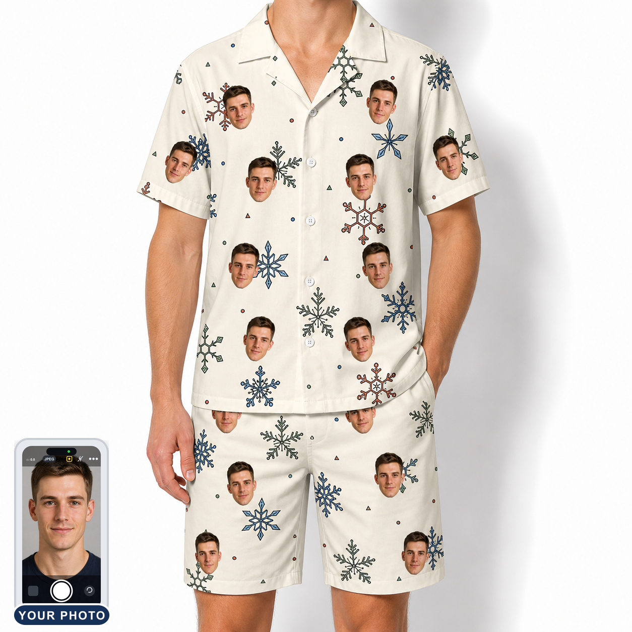 Men's Tinsel Tumble Custom Face Shirt & Shorts Set