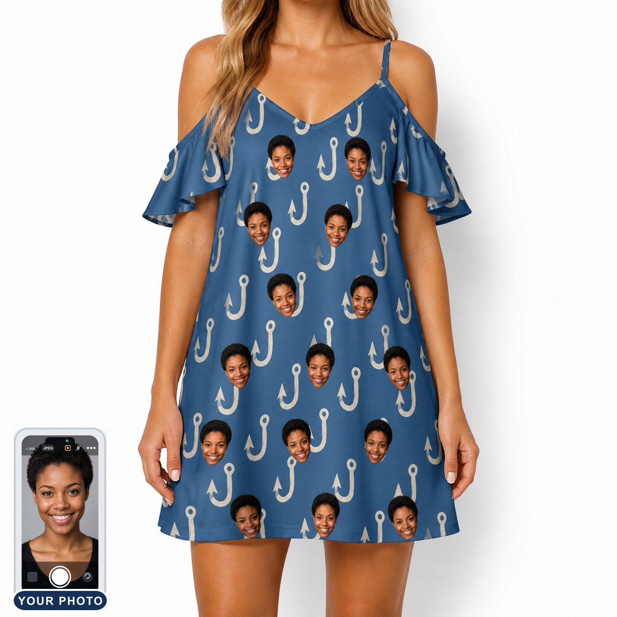 Women's Treble Trouble Custom Face Off-Shoulder Dress