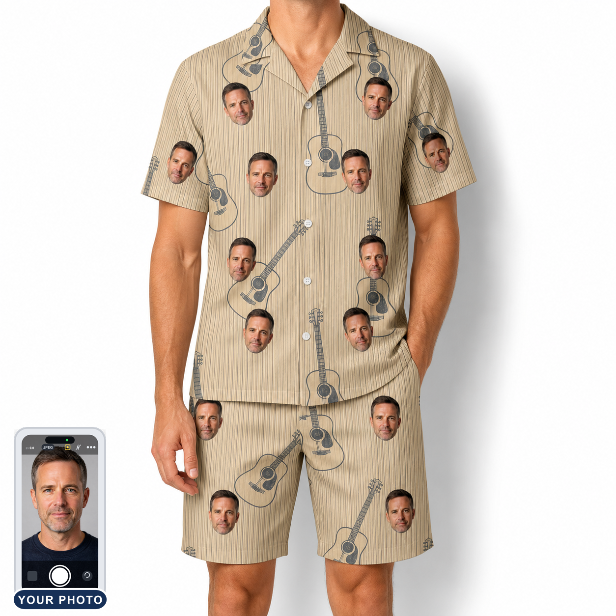 Men's Strum Supreme Custom Face Shirt & Shorts Set