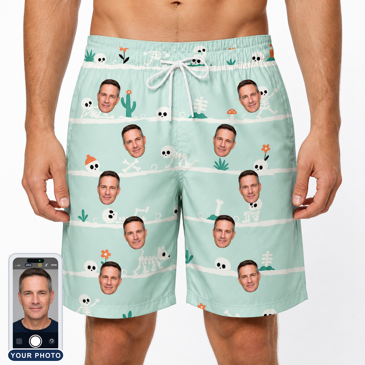 Men's Phantom Phalanges Custom Face Beach Shorts