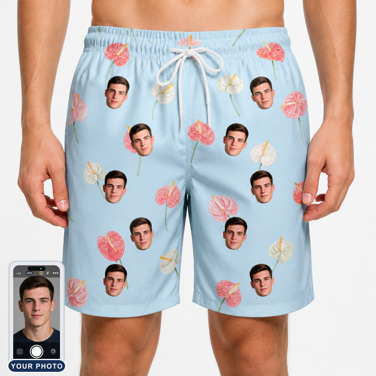 Men's Spatha Spark Custom Face Beach Shorts