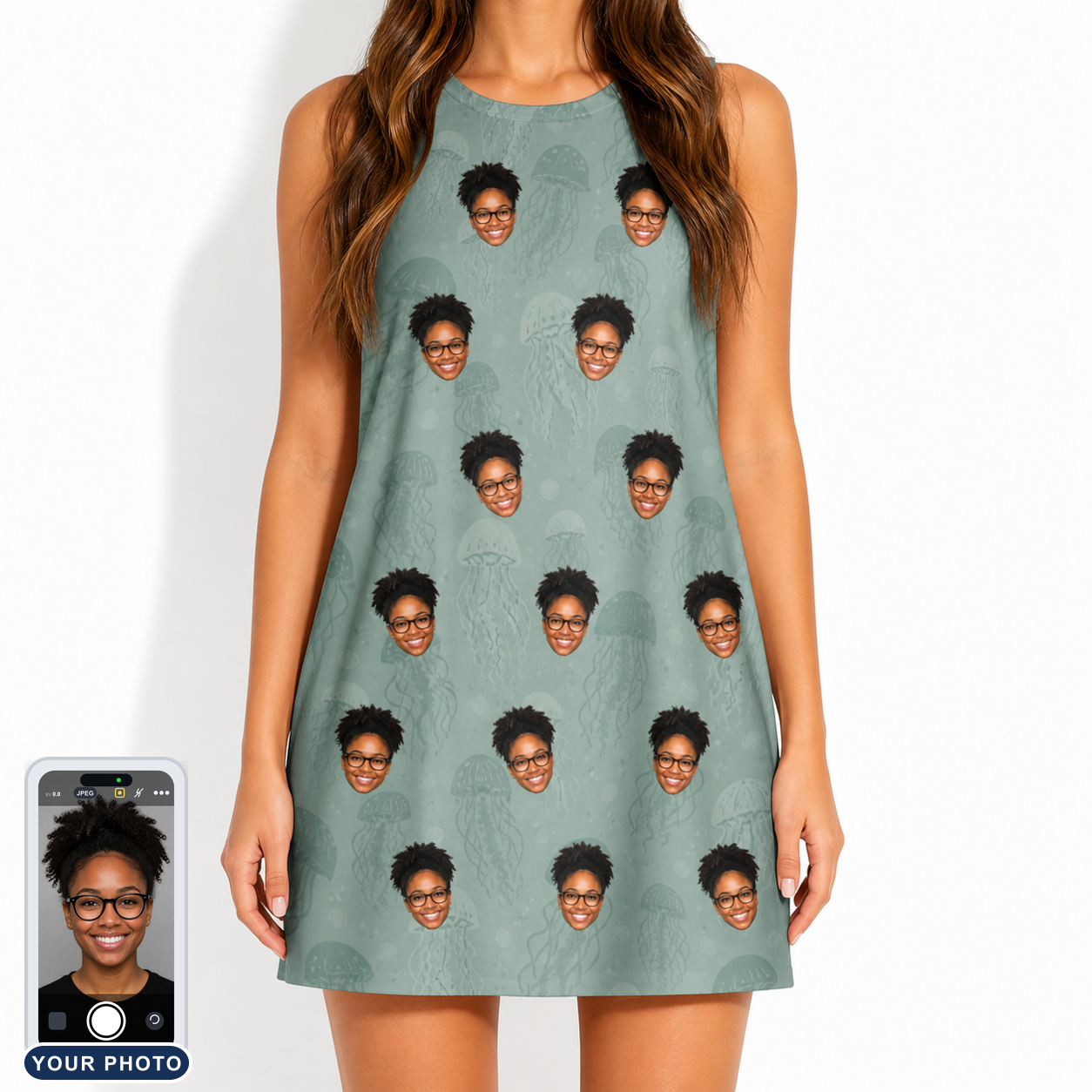 Women's Jelly Jaunt Custom Face Tank Dress