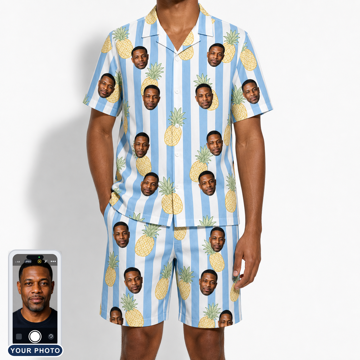 Men's Pina Palooza Custom Face Shirt & Shorts Set