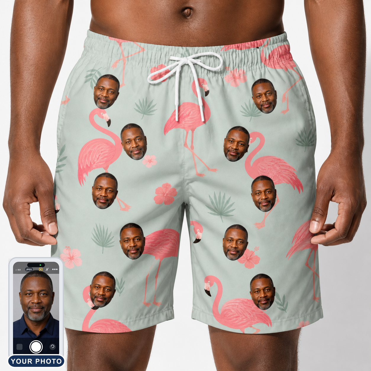 Men's Salmon Soiree Custom Face Beach Shorts