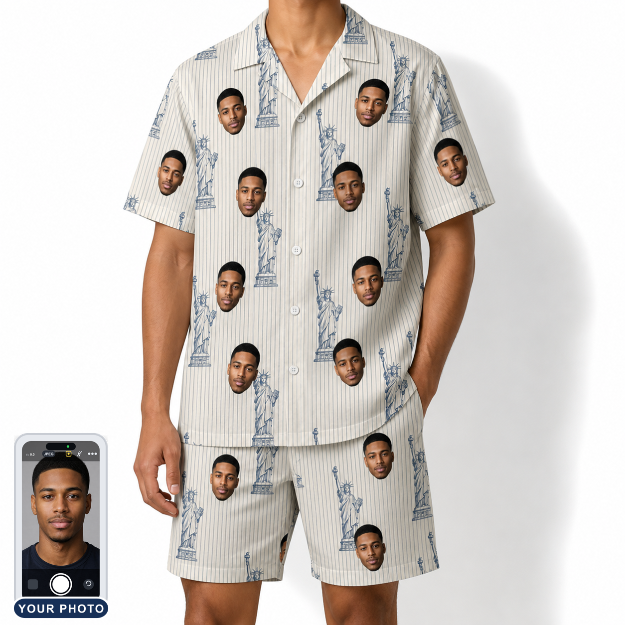 Men's Harbor Halo Custom Face Shirt & Shorts Set