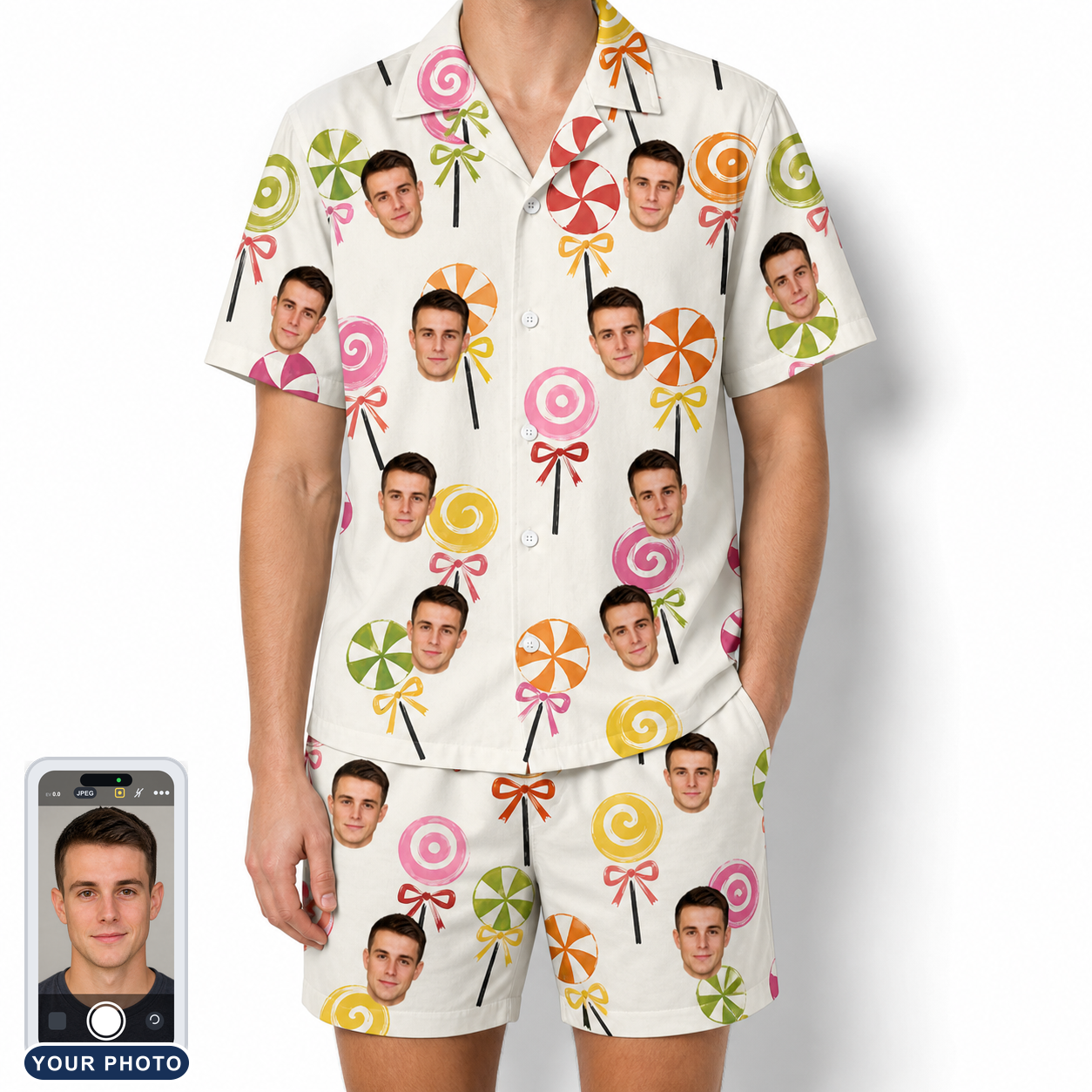 Men's Lolli Jubilee Custom Face Shirt & Shorts Set