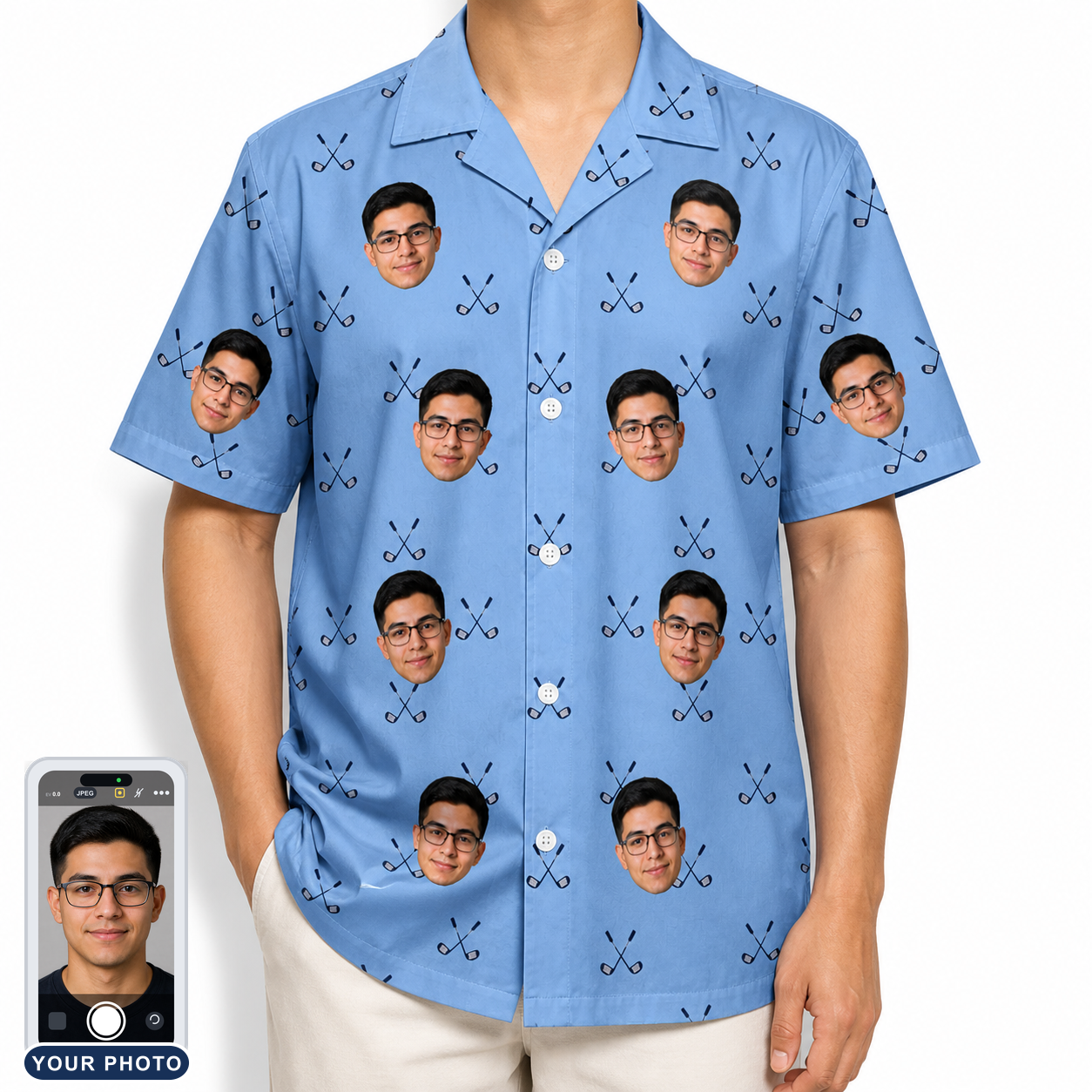 Men's Iron Icons Custom Face Hawaiian Shirt