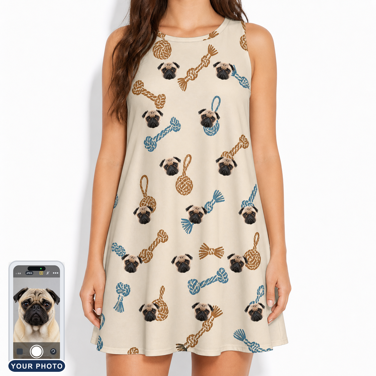 Women's Knotty Companions Custom Dog Face Tank Dress