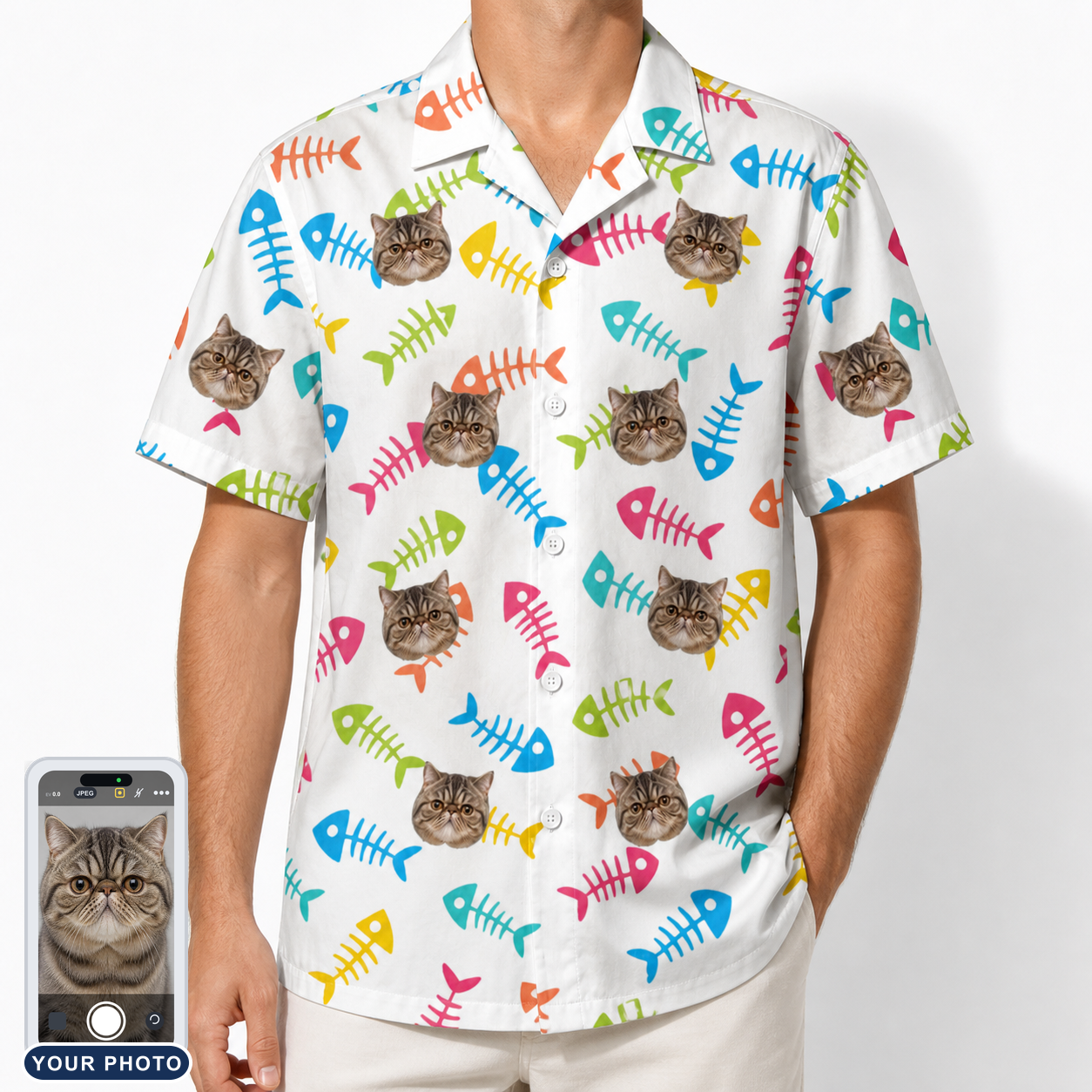 Men's Meow Marrow Custom Cat Face Hawaiian Shirt