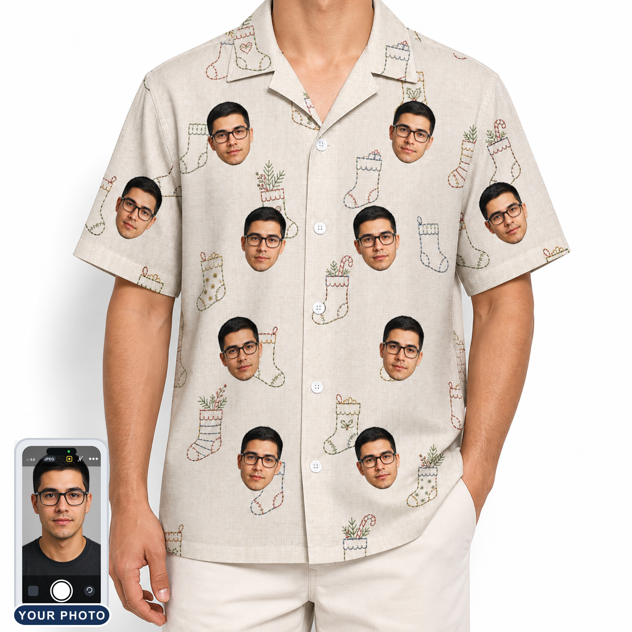 Men's Santa Satchels Custom Face Hawaiian Shirt