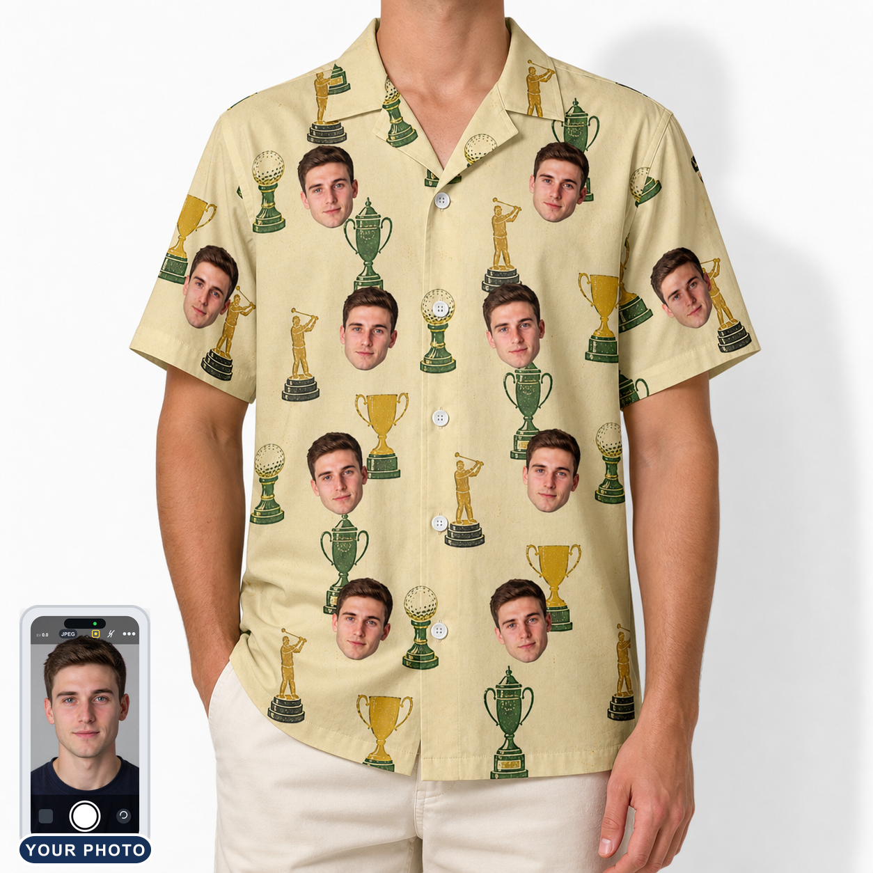 Men's Putting Prizes Custom Face Hawaiian Shirt