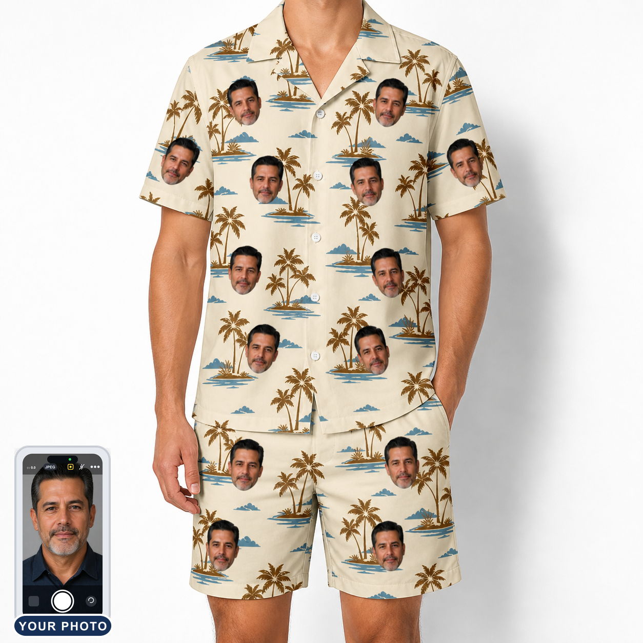 Men's Botanical Breeze Custom Face Shirt & Shorts Set