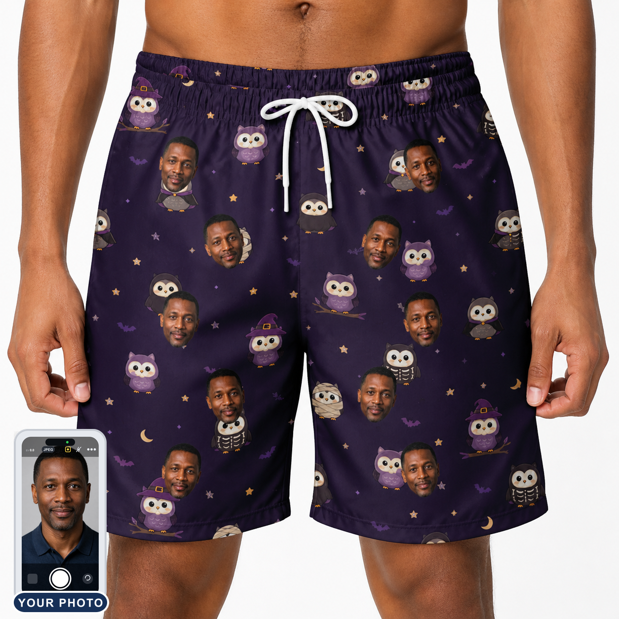 Men's Feathered Frights Custom Face Beach Shorts