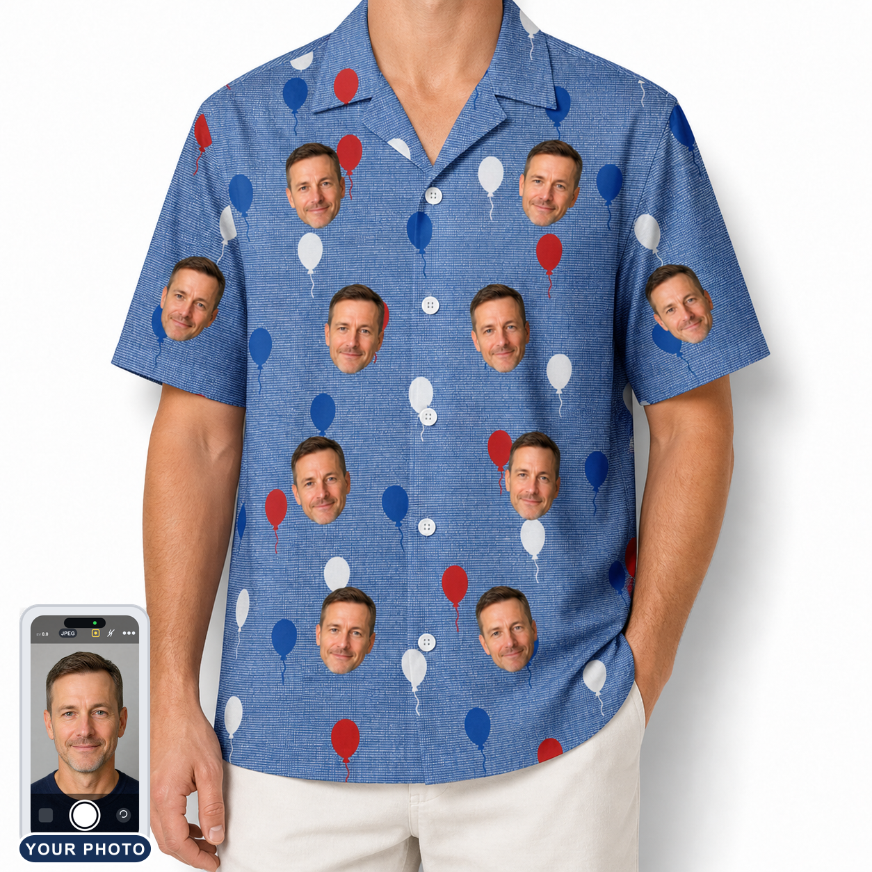 Men's Patriot Pop Custom Face Hawaiian Shirt