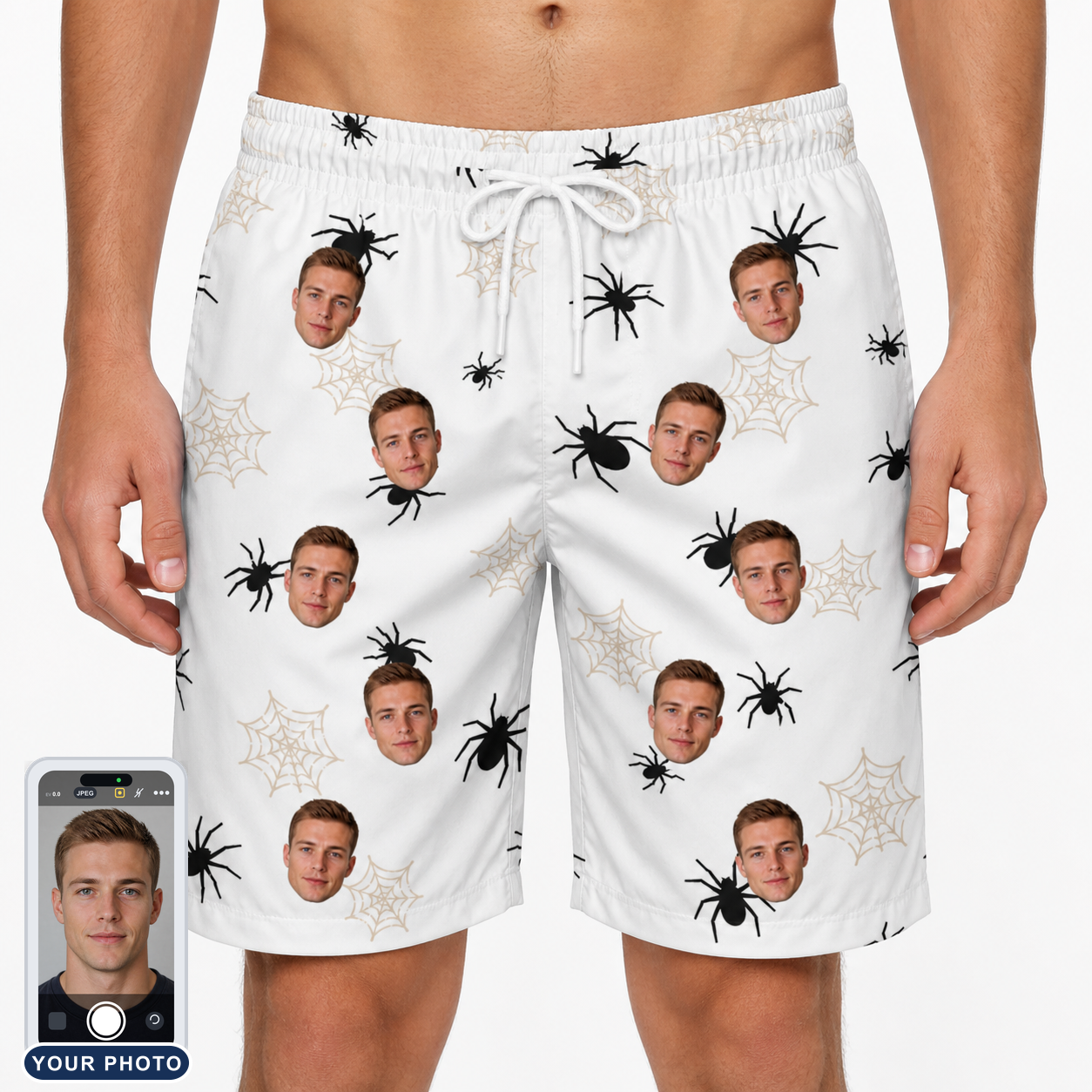 Men's Midnight Webbing Custom Face Beach Shorts