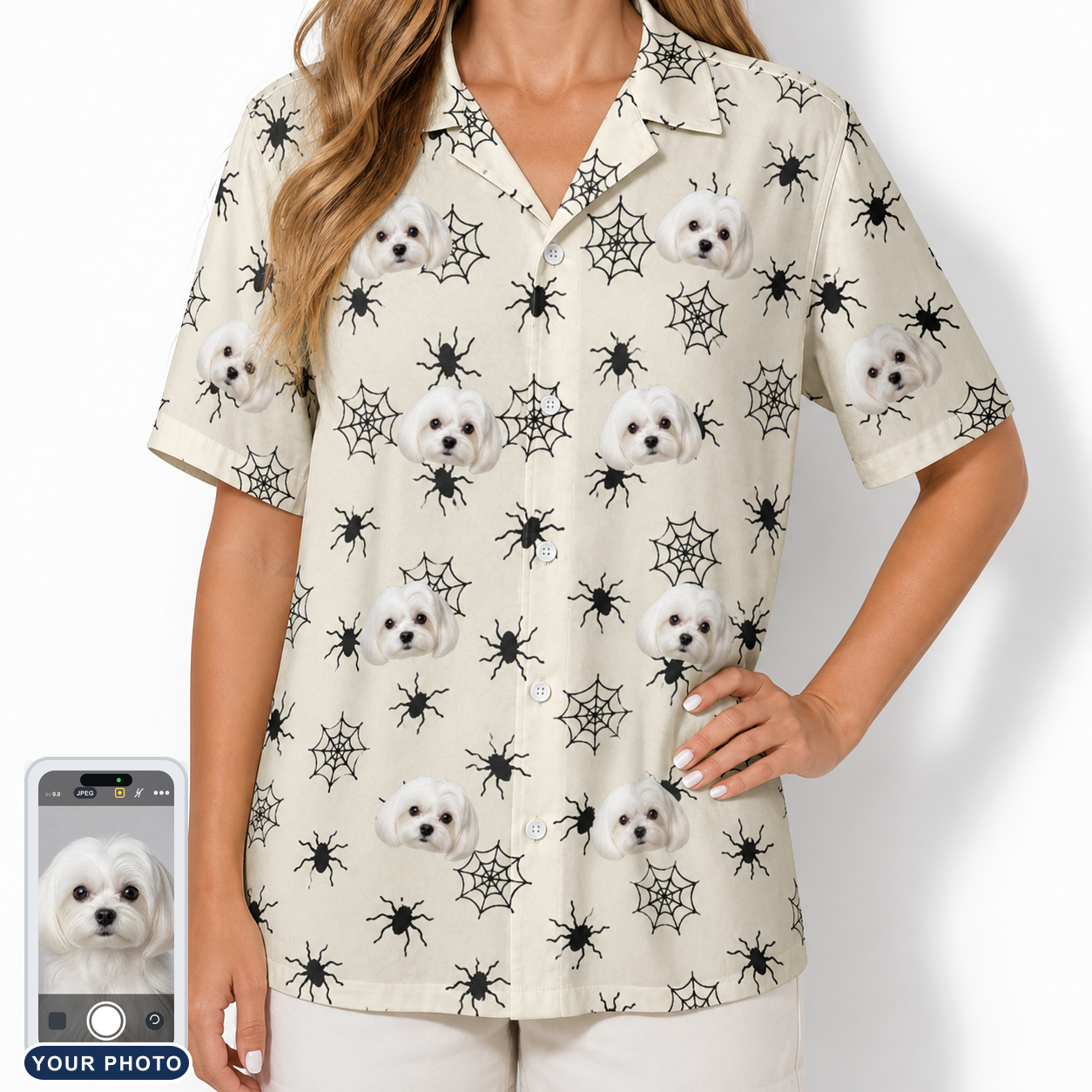 Women's Tangle Terror Custom Dog Face Hawaiian Shirt
