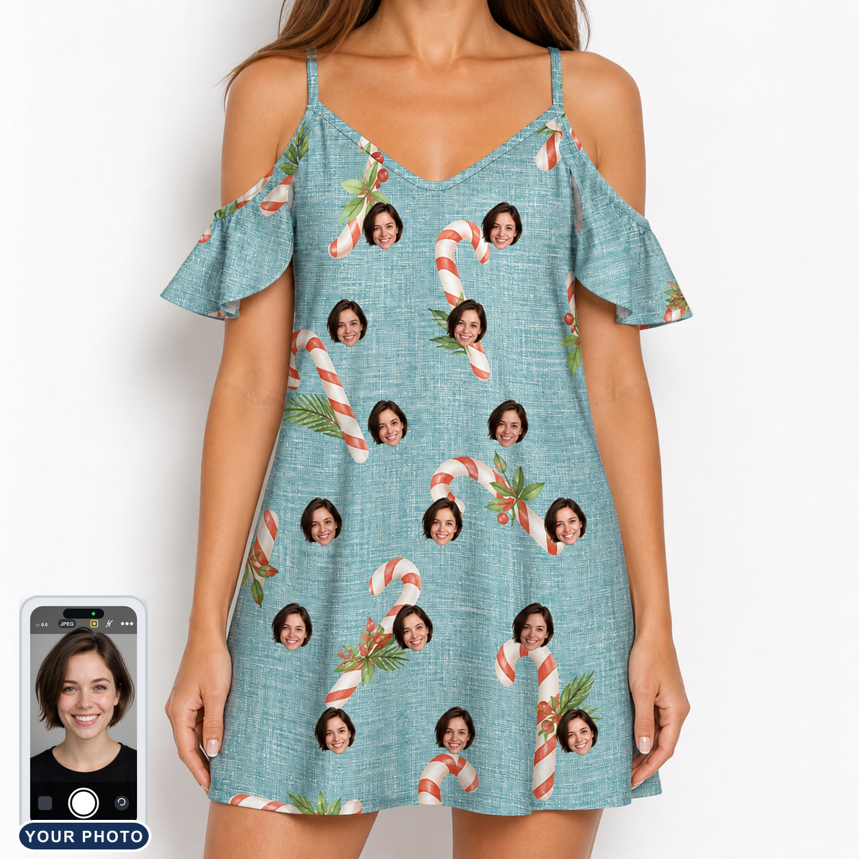 Women's Cane Carousel Custom Face Off-Shoulder Dress