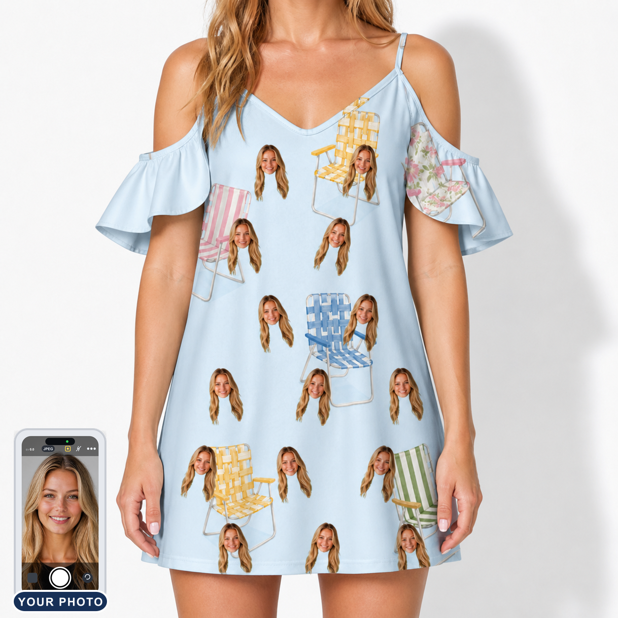 Women's Folded Fellowship Custom Face Off-Shoulder Dress