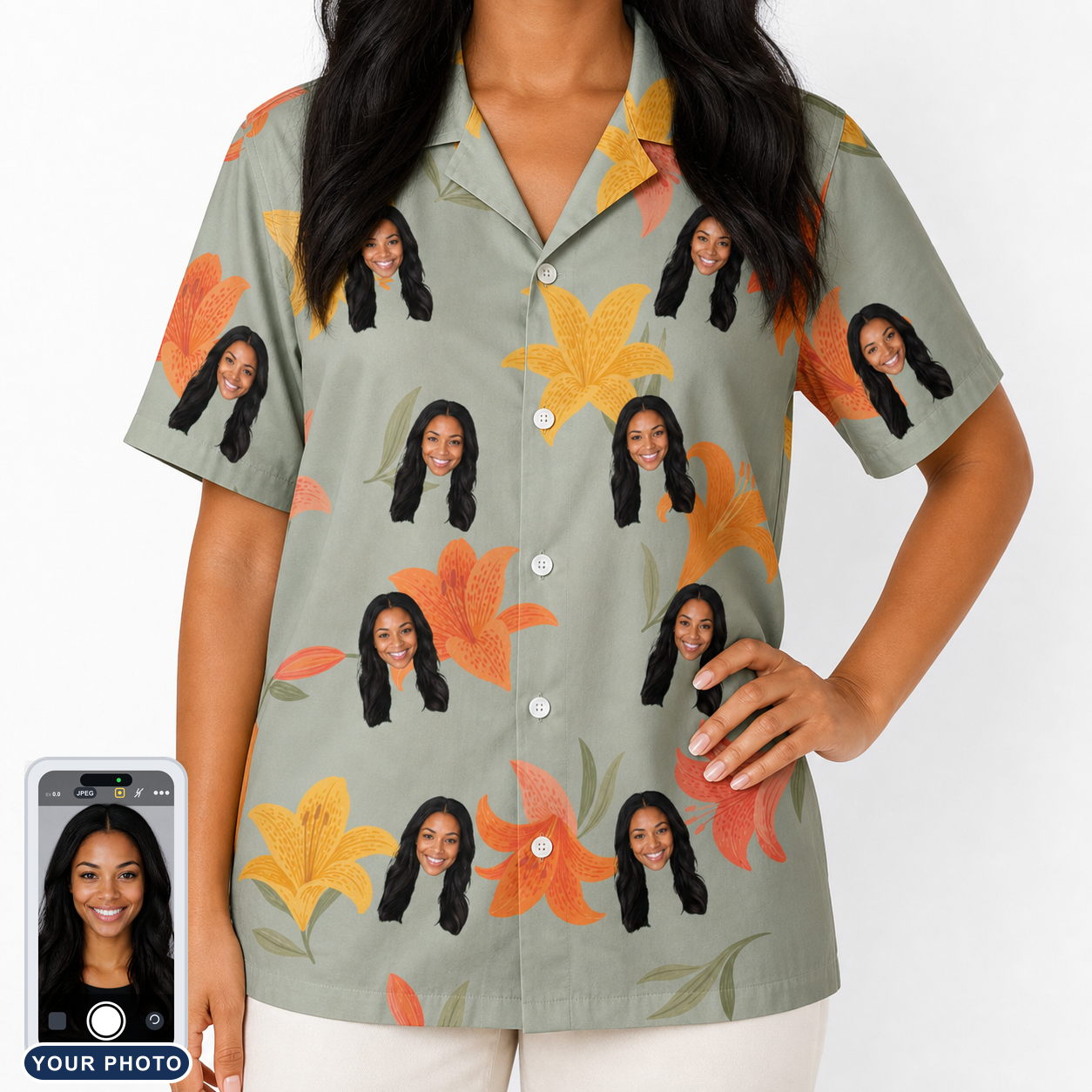 Women's Corolla Carnival Custom Face Hawaiian Shirt