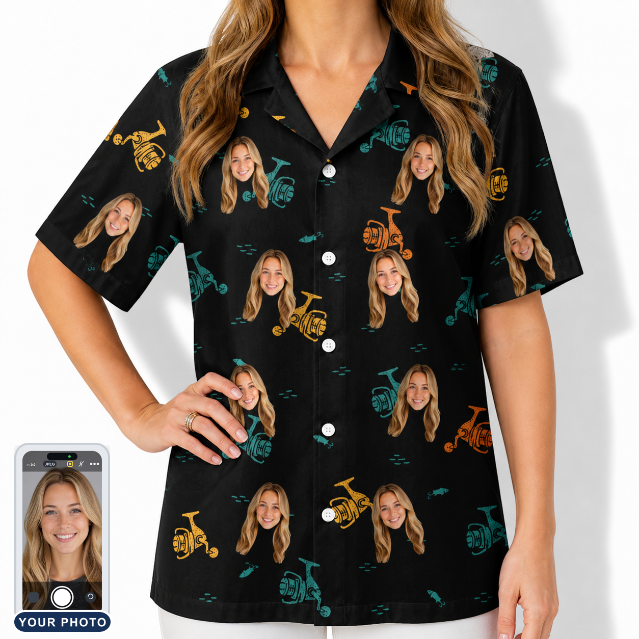 Women's Spool Foolery Custom Face Hawaiian Shirt