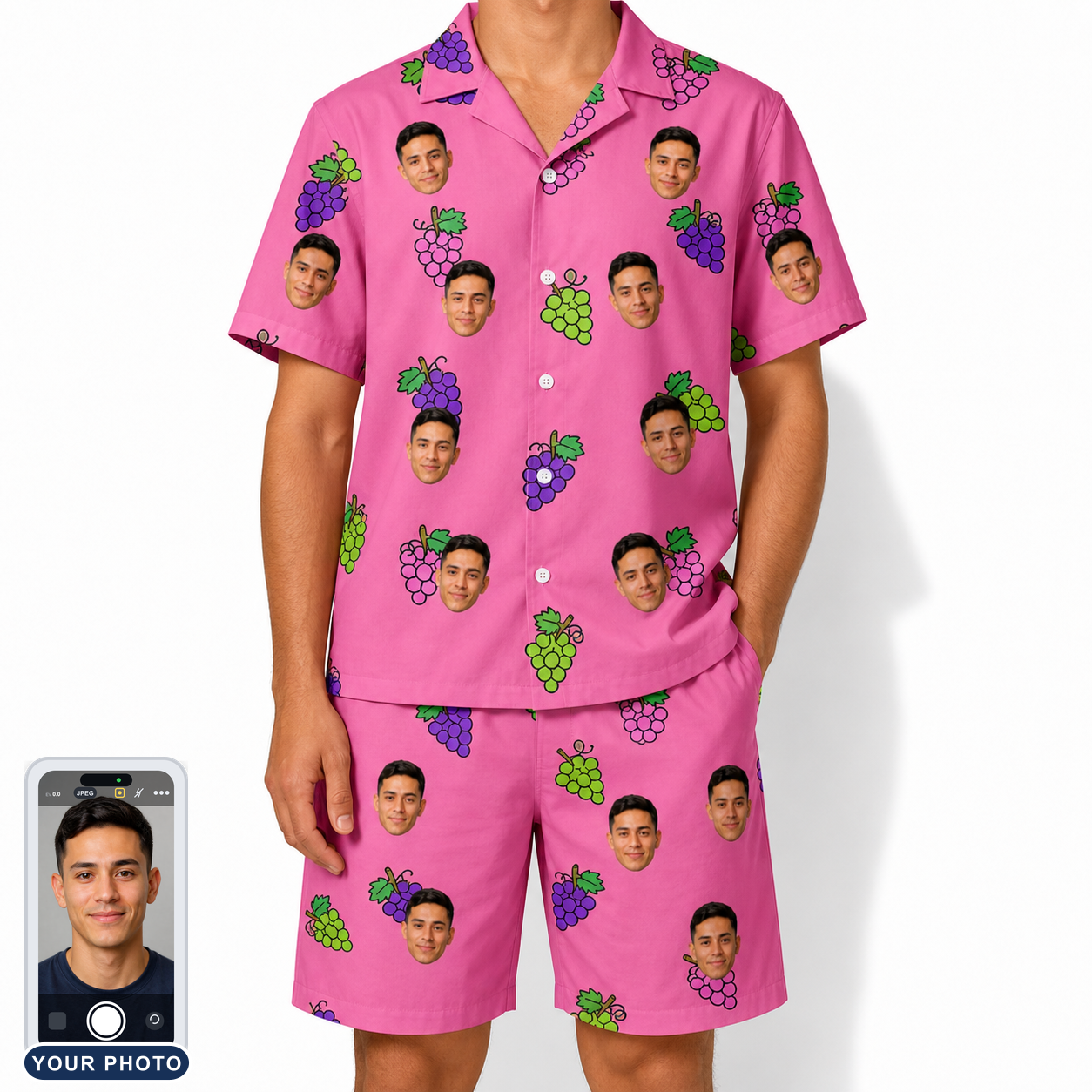 Men's Grape Escape Custom Face Shirt & Shorts Set