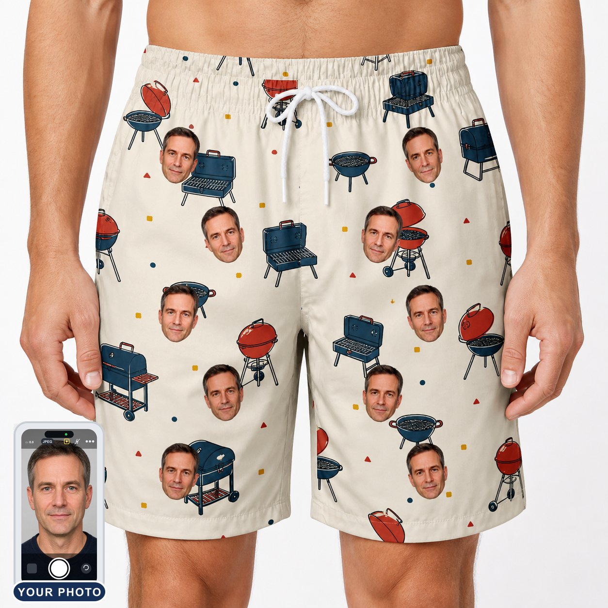 Men's Smoke Signals Custom Face Beach Shorts