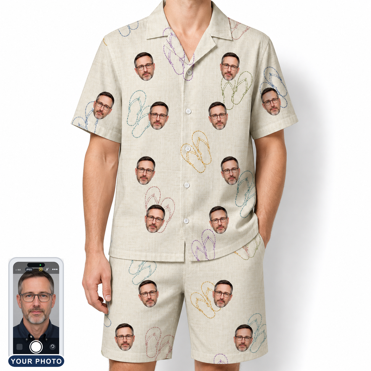 Men's Kin Kicks Custom Face Shirt & Shorts Set