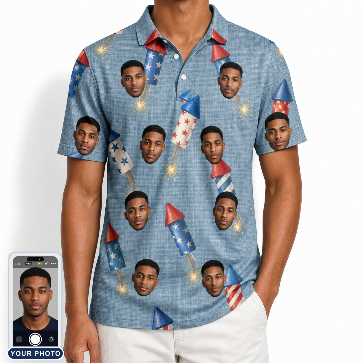 Men's Launch Lark Custom Face Polo Shirt